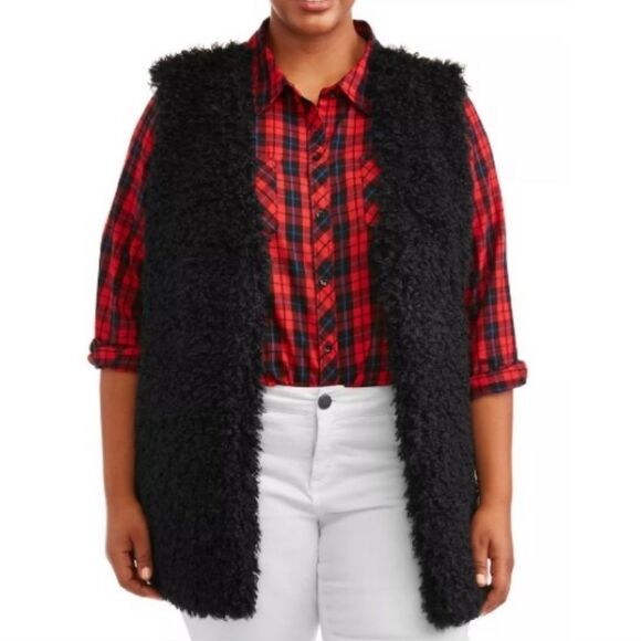 New Terra & Sky Sherpa Fleece Vest OX(14W) - Picture 2 of 4